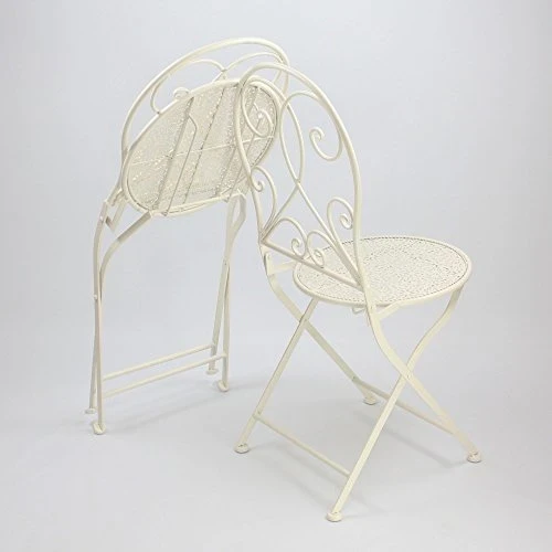 3 tlg. Bistroset “White Romance” aus Metall, weiß, Gartenmöbel Tisch + 2 Stühle