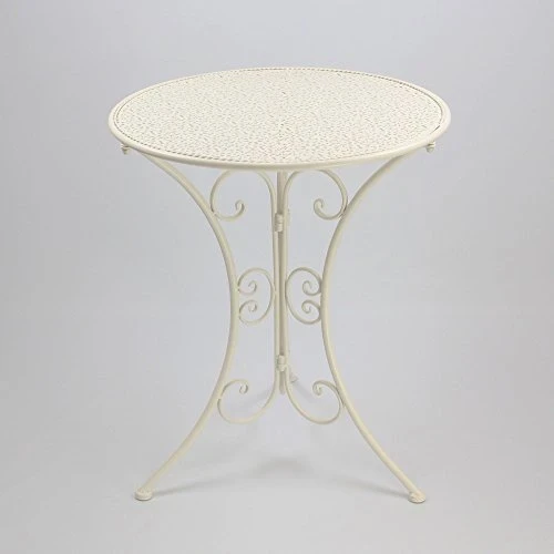 3 tlg. Bistroset “White Romance” aus Metall, weiß, Gartenmöbel Tisch + 2 Stühle