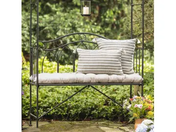 Bankauflage "Beige" aus Baumwolle, 40x120 cm, dick gepolstert, Sitzauflage für Gartenbank