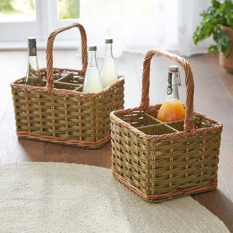 Flaschenkorb "Washed Green", für 6 Flaschen