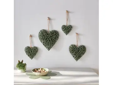 Herzhänger "Olivgrün", 4er Set