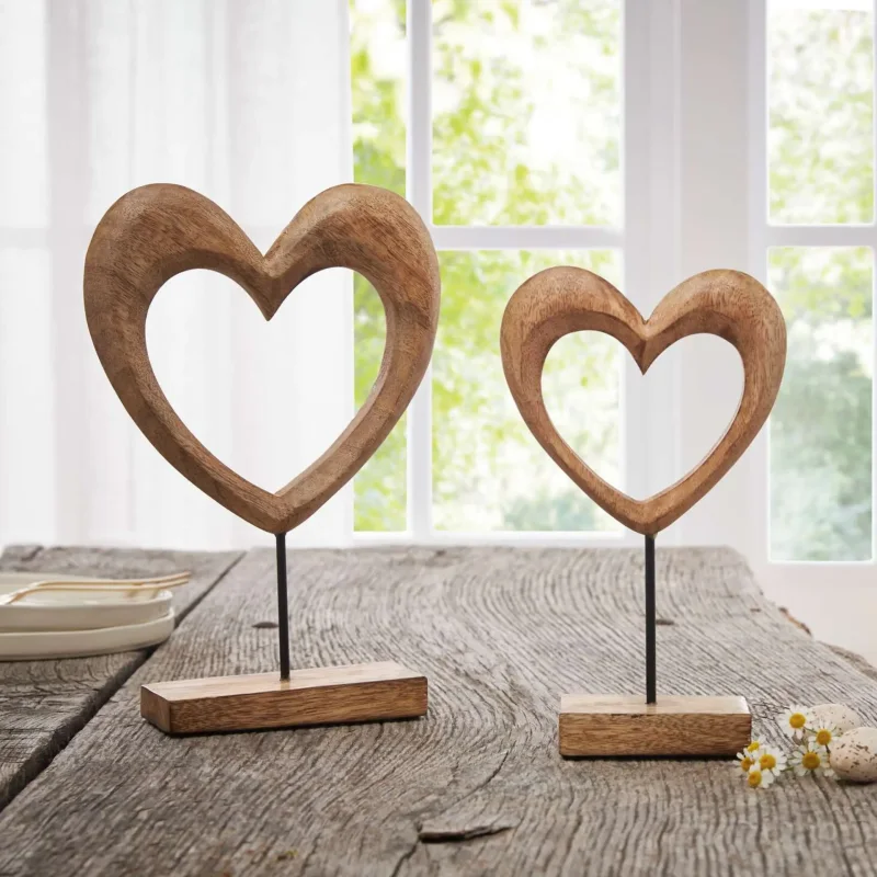 Holzdeko "Herz", 2er Set