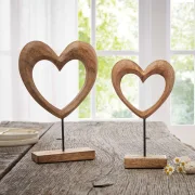 Holzdeko "Herz", 2er Set
