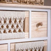 Kommode "Makramee" aus Holz & Textil, 56 x 77 cm, 8 Schubladen, Schubladenkommode Boho Chic