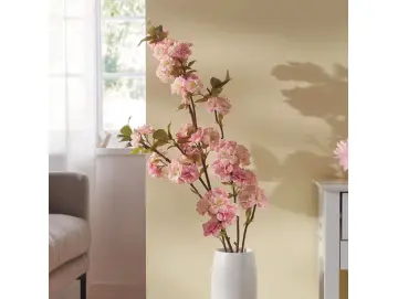 Kunstblume Kirschblütenzweig, Groß, Kunststoff, Rosa und Weiß, Höhe 98 cm