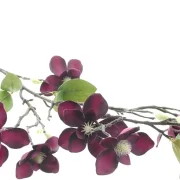 Kunstblume Magnolienzweig, Kunststoff, Höhe 83 cm, Violette Textilblüten mit Grünen Blättern