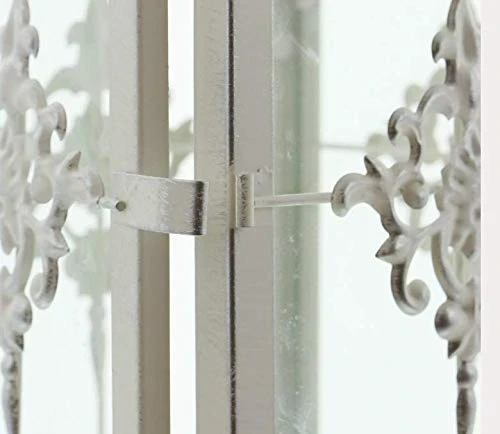 Laterne "Barock" aus Metall, weiß / silber, 39 cm hoch, romantische Gartenlaterne, Metalllaterne, Windlicht, Hängelaterne, Kerzenlaterne