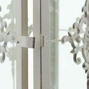 Laterne "Barock" aus Metall, weiß / silber, 39 cm hoch, romantische Gartenlaterne, Metalllaterne, Windlicht, Hängelaterne, Kerzenlaterne