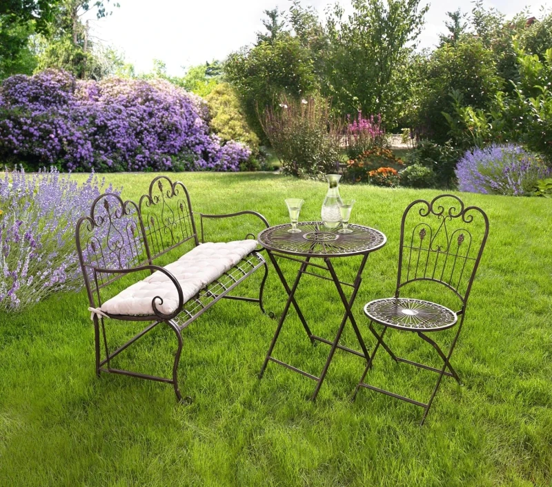 Metall Klapptisch "Provence" im Antik Design, braun, Gartentisch, Balkontisch