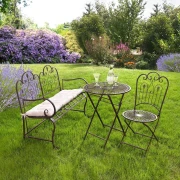 Metall Klapptisch "Provence" im Antik Design, braun, Gartentisch, Balkontisch