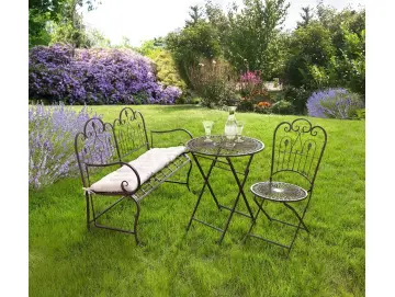 Metall Klapptisch "Provence" im Antik Design, braun, Gartentisch, Balkontisch