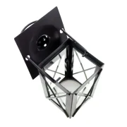 Mini Laterne 2er Set 7 x 7 x 12 cm Teelichthalter Metall schwarz lackiert mit Glaseinsätzen abnehmbarem Deckel klassisches Design