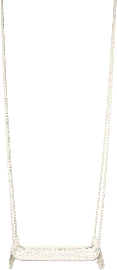 Schaukel "Makramee" aus Metall und Poly-Baumwolle, Indoor Hängeschaukel aus Metall & Stoff, Boho Chic