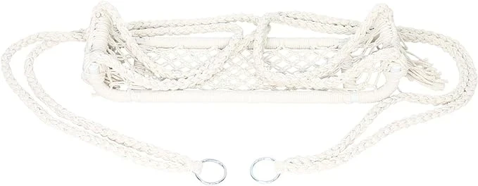 Schaukel "Makramee" aus Metall und Poly-Baumwolle, Indoor Hängeschaukel aus Metall & Stoff, Boho Chic