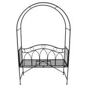 Sitzbank "Rankbogen" aus Metall, schwarz, 2sitzer Gartenbank mit Rosenbogen, Metallbank mit Rankhilfe
