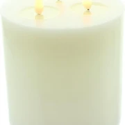 XXL LED 3 Docht Kerze "Classic" aus Echtwachs, Ø 15x18 cm, Stumpenkerze groß, Timer, flammenlos flackernd