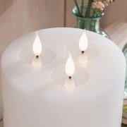 XXL LED 3 Docht Kerze "Classic" aus Echtwachs, Ø 15x18 cm, Stumpenkerze groß, Timer, flammenlos flackernd