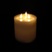 XXL LED 3 Docht Kerze "Classic" aus Echtwachs, Ø 15x18 cm, Stumpenkerze groß, Timer, flammenlos flackernd